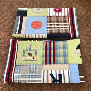 2 Pottery Barn Twin bedroom comforters, Jr Varsity Quilted Collection